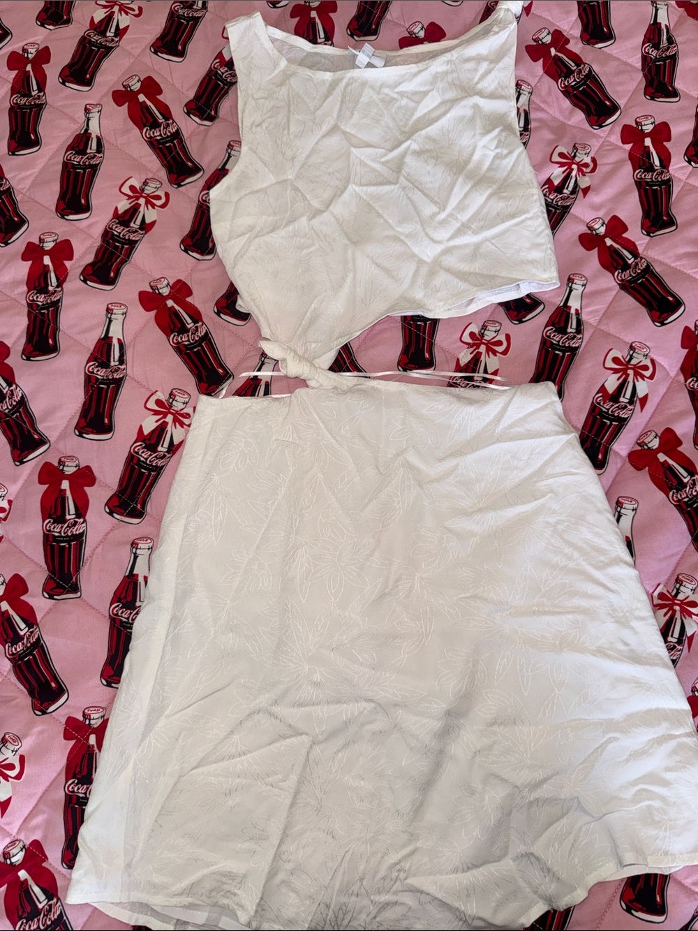 White Women's Two-Piece Tie-Front Dress